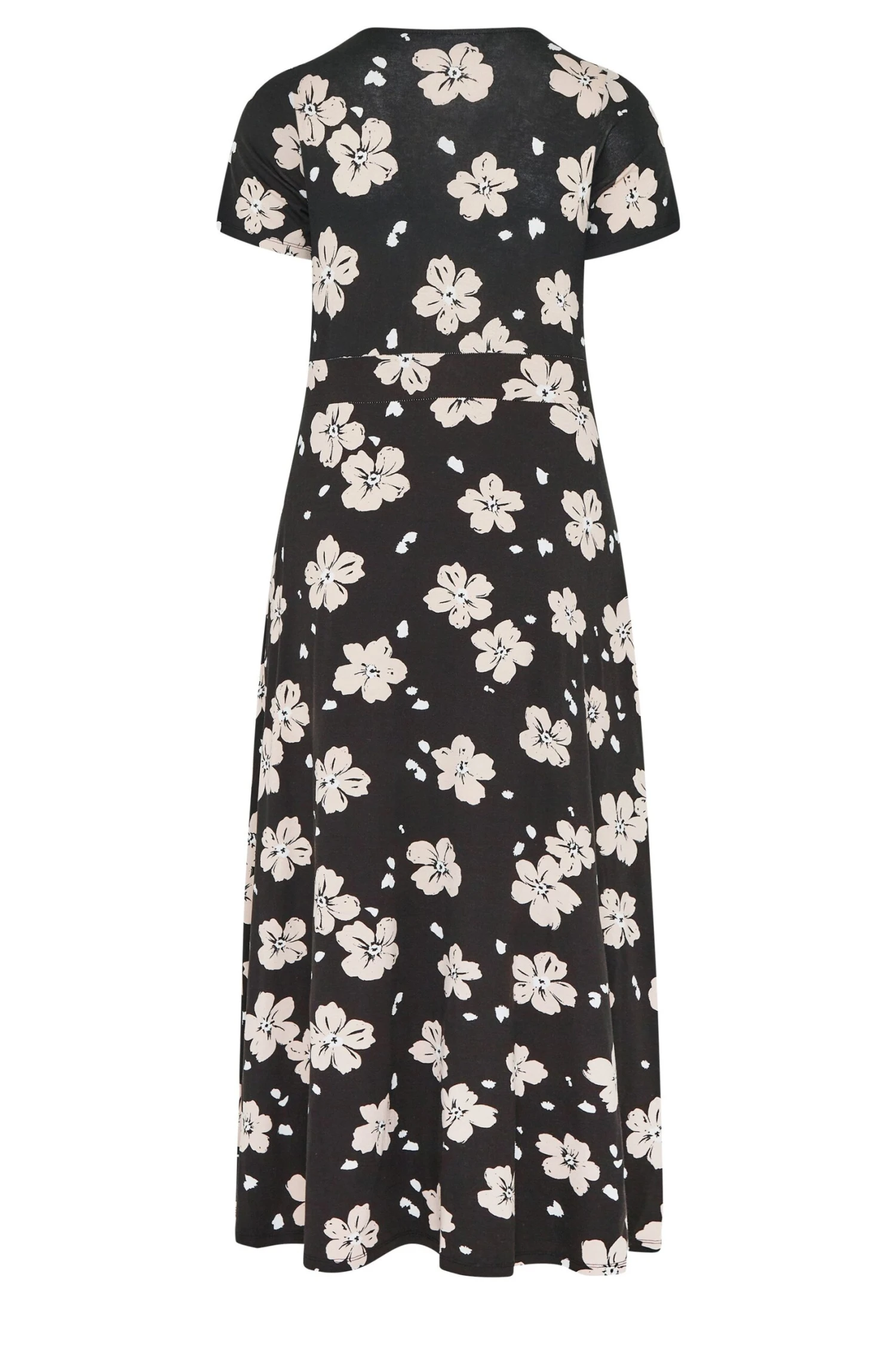 YOURS Curve Black Floral Print V-Neck Midaxi Dress 6 YOURS Curve Black Floral Print V-Neck Midaxi Dress - Image 6