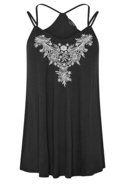 YOURS Curve Black Embroidered Neck Vest Top -Saga Dresses Shop 00517e28 7cc0 4e 300921 X