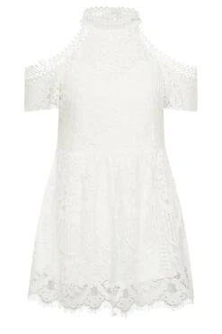 YOURS LONDON Curve White Cold Shoulder Lace Top -Saga Dresses Shop 00a5e956 eaa4 44 162025 X