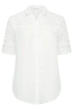 YOURS LONDON Curve White Lace Insert Shirt -Saga Dresses Shop 027c5ada 0c1a 46 162139 X