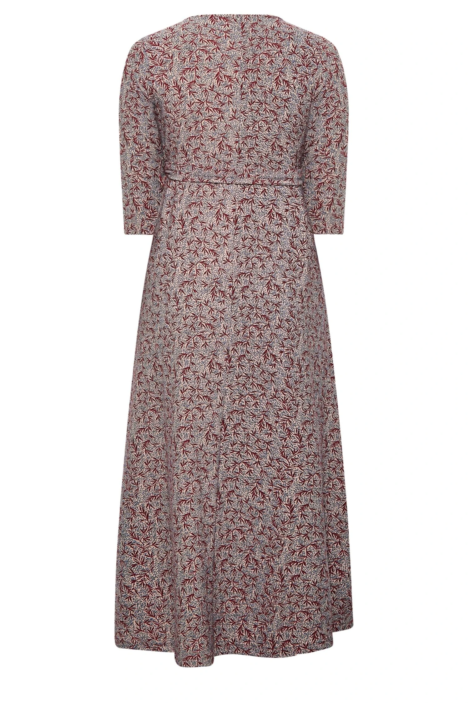 YOURS Curve Red & White Leaf Print Wrap Maxi Dress 6 YOURS Curve Red & White Leaf Print Wrap Maxi Dress - Image 6