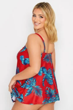 YOURS Curve Red Palm Leaf Tankini Top -Saga Dresses Shop 032d16db f801 4d 150284 D
