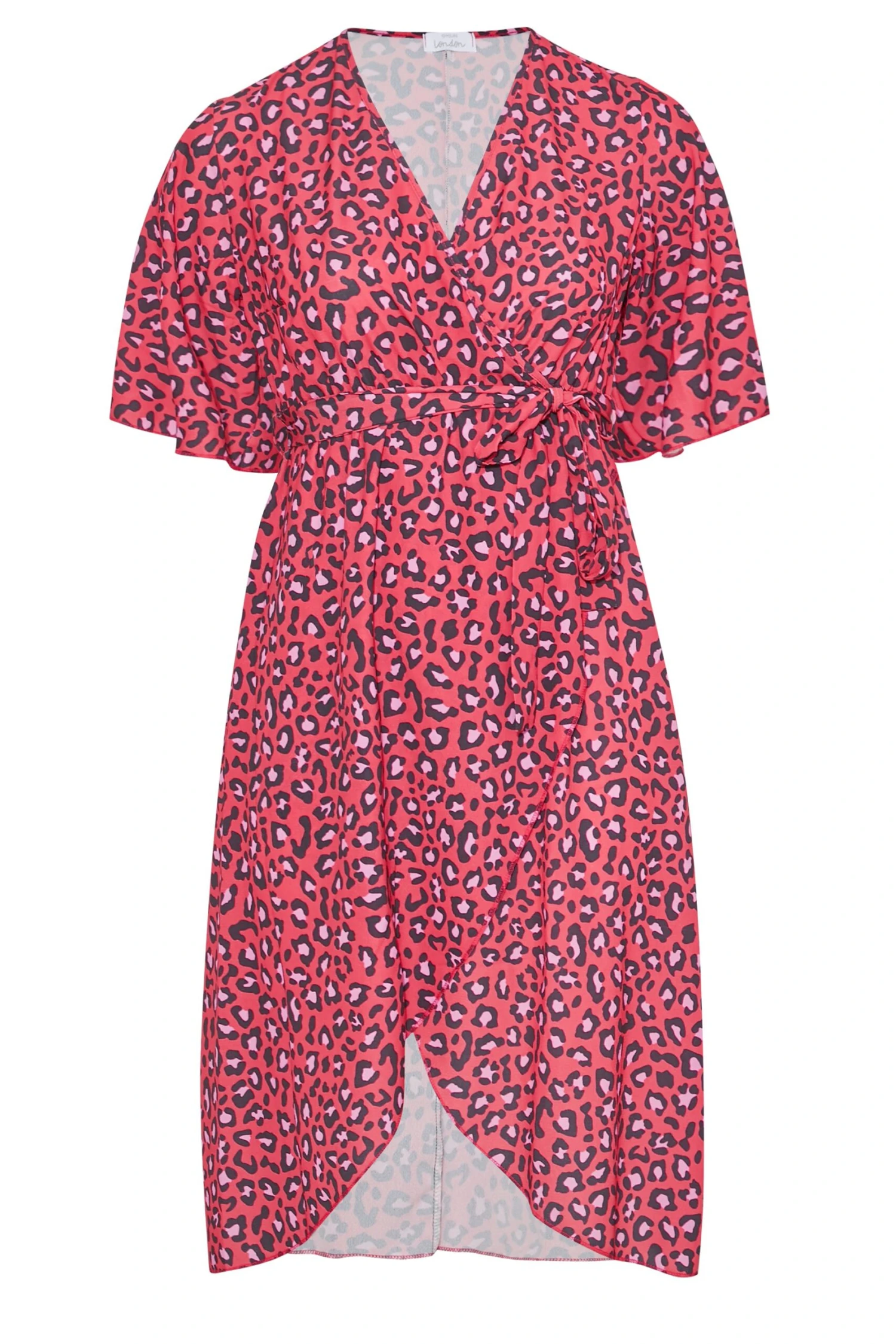 YOURS LONDON Curve Red Leopard Print Midi Wrap Dress 5 YOURS LONDON Curve Red Leopard Print Midi Wrap Dress - Image 5