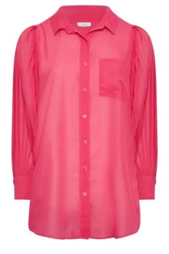 YOURS LONDON Curve Hot Pink Pleat Sleeve Shirt 10 YOURS LONDON Curve Hot Pink Pleat Sleeve Shirt -Saga Dresses Shop 0400c520 b543 47 162006 X