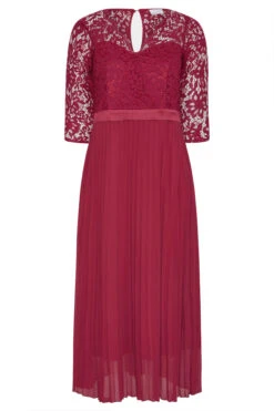 YOURS LONDON Curve Burgundy Red Lace Pleated Maxi Dress -Saga Dresses Shop 041bb846 3c5e 48 161009 f
