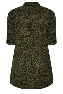 YOURS Curve Khaki Green Animal Print Utility Tunic Shirt -Saga Dresses Shop 045deb1a 2c04 49 131936 Y
