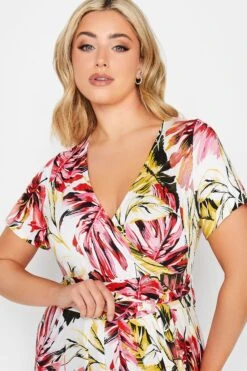 YOURS Curve White Leaf Print Front Tie Maxi Dress -Saga Dresses Shop 04ffafc5 8530 4f 302063 D