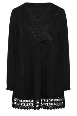 YOURS Curve Black Crochet Trim Tunic Top -Saga Dresses Shop 0547eff0 207b 4b 320479 X