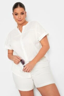 YOURS Curve White Dobby Spot Shirt