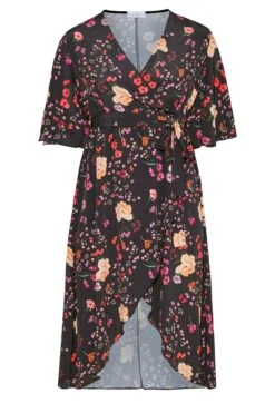 YOURS LONDON Curve Black Floral Print Midi Wrap Dress -Saga Dresses Shop 05b65dea 60a5 45 161817 X