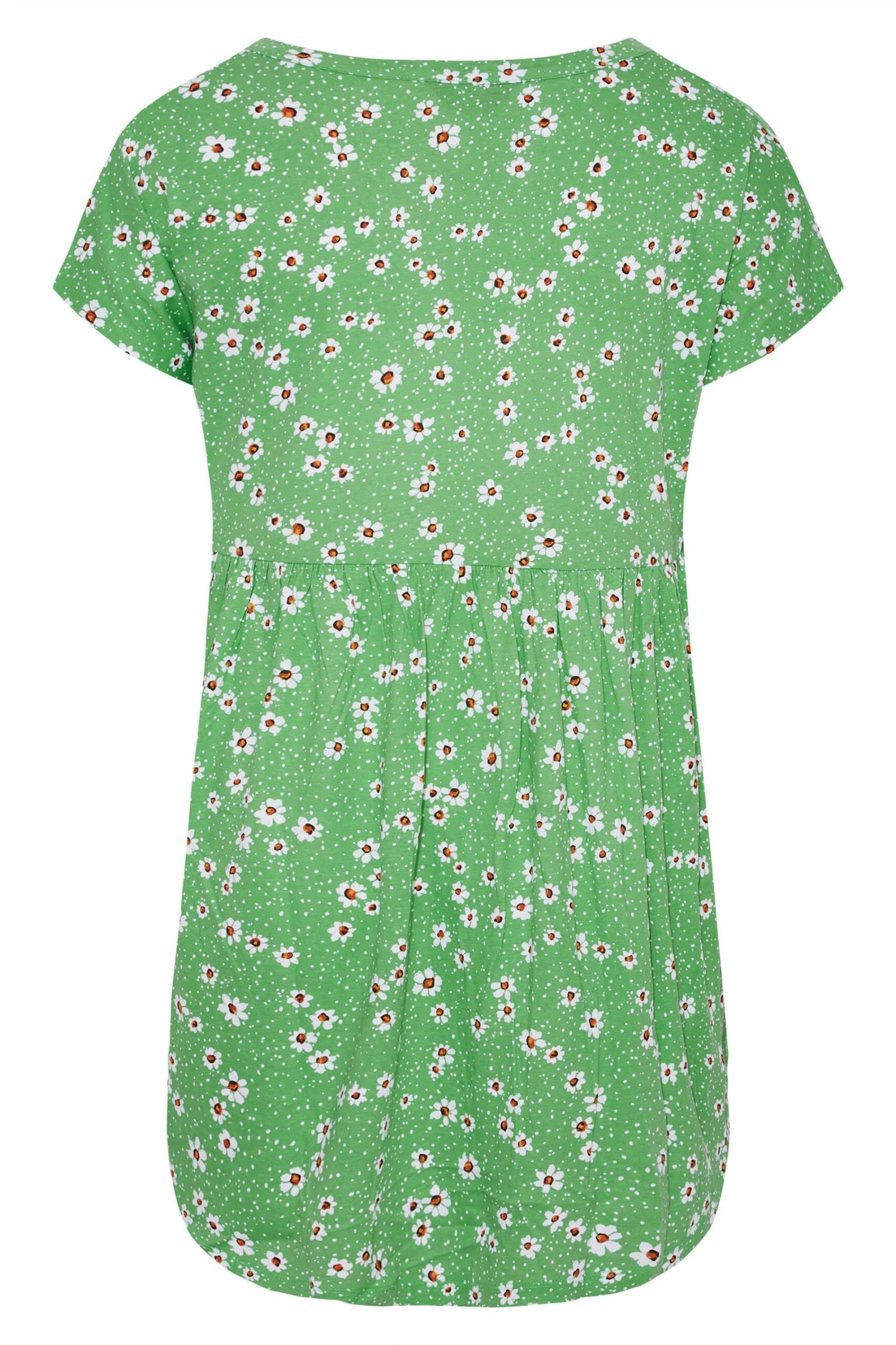 YOURS Curve Green Daisy Print Button Through Smock Top 6 YOURS Curve Green Daisy Print Button Through Smock Top - Image 6