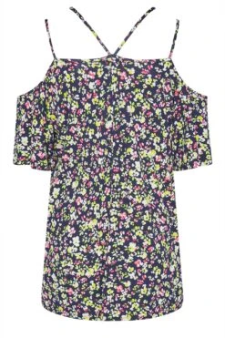 YOURS Curve Black Floral Strappy Cold Shoulder Top -Saga Dresses Shop 05fe6c9f a6df 4c 300809 Y