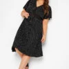 YOURS Curve Black Polka Dot Print Lace Detail Dress