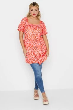 LIMITED COLLECTION Curve Pink Retro Floral Print Top