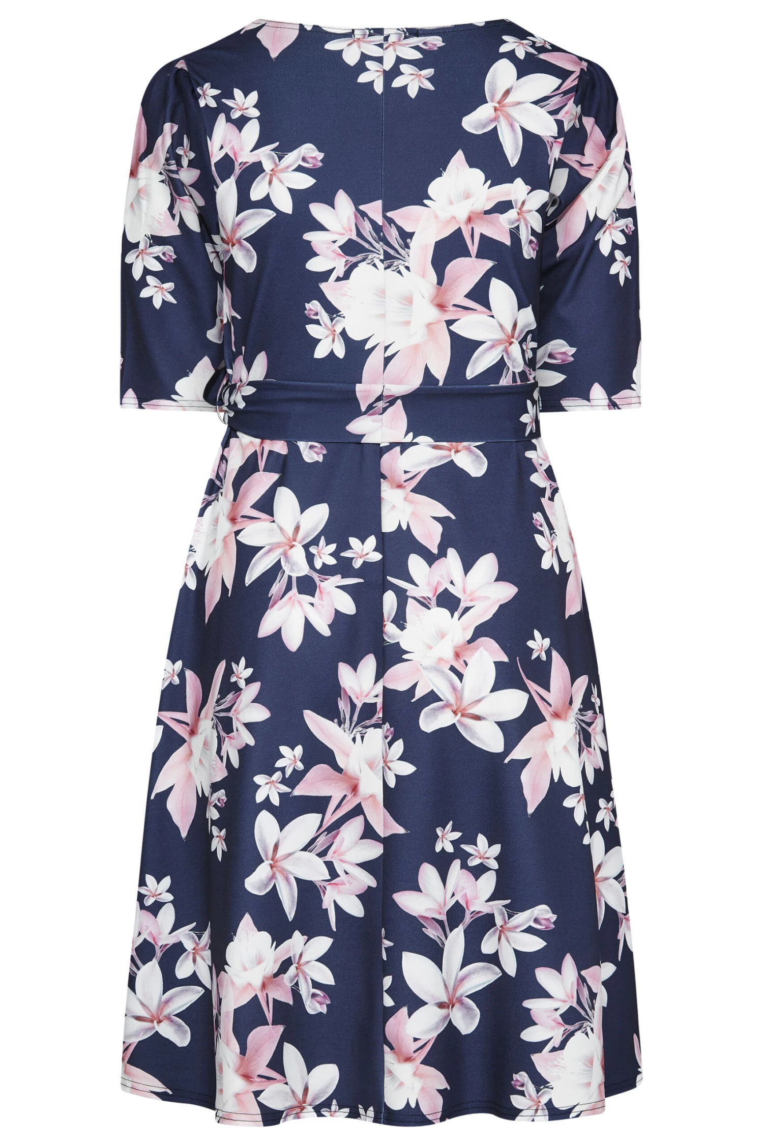 YOURS LONDON Curve Navy Blue Floral Print Square Neck Dress 6 YOURS LONDON Curve Navy Blue Floral Print Square Neck Dress - Image 6