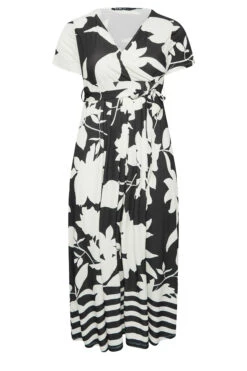 YOURS Curve Black Floral Midaxi Wrap Dress 10 YOURS Curve Black Floral Midaxi Wrap Dress -Saga Dresses Shop 07428cdd 1454 45 301985 X