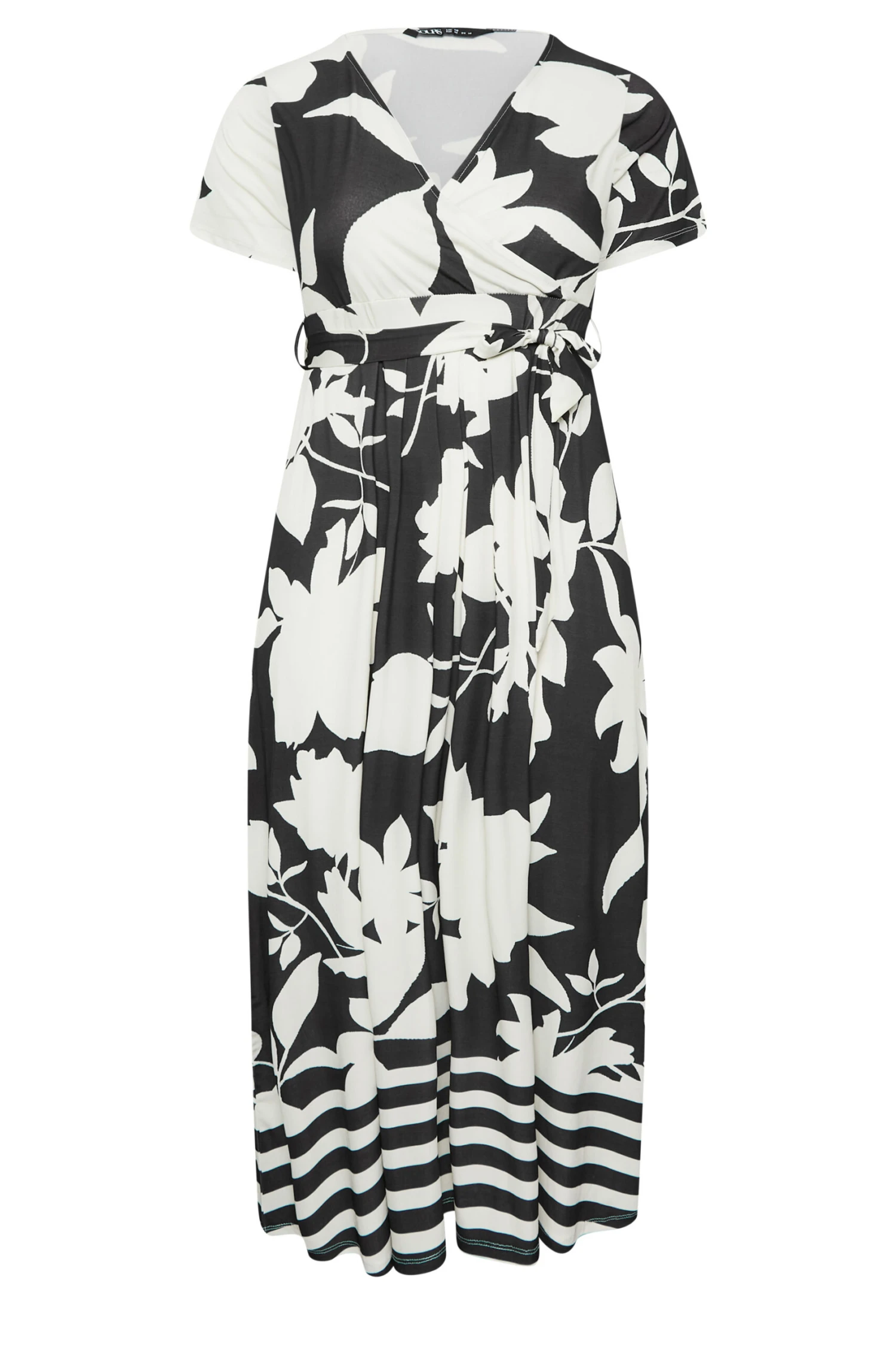 YOURS Curve Black Floral Midaxi Wrap Dress 5 YOURS Curve Black Floral Midaxi Wrap Dress - Image 5
