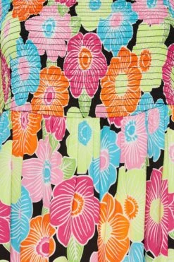 YOURS Curve Pink & Blue Floral Print Shirred Midi Dress -Saga Dresses Shop 07472bd9 acd3 46 137285 Z