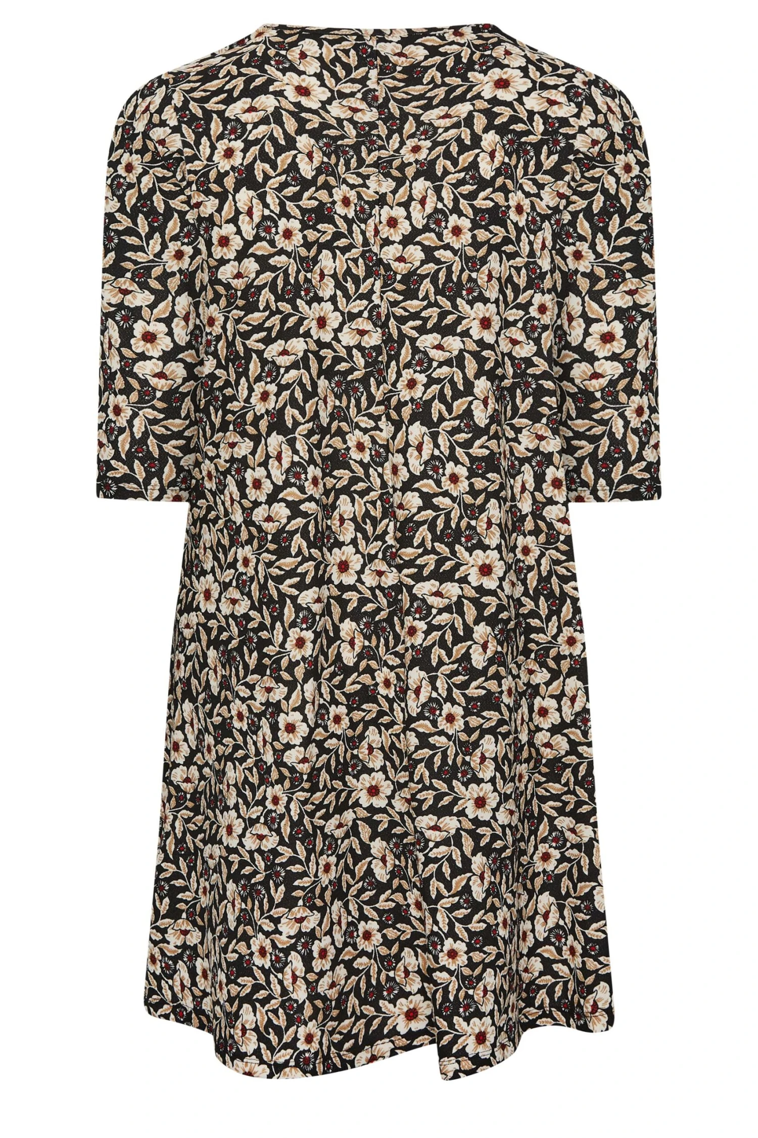 YOURS Curve Black Floral Print Drape Pocket Mini Dress 6 YOURS Curve Black Floral Print Drape Pocket Mini Dress - Image 6