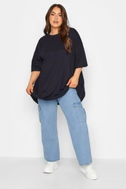 YOURS 2 PACK Curve Pink & Navy Blue Oversized Slogan Tunic Tops -Saga Dresses Shop 086a0b35 4884 4e 320772 B1