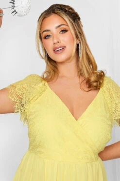 YOURS LONDON Curve Yellow Lace Detail Wrap Maxi Dress 8 YOURS LONDON Curve Yellow Lace Detail Wrap Maxi Dress -Saga Dresses Shop 08ea37b5 3075 4b 151894 D