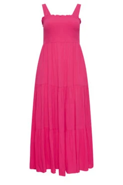 YOURS Curve Hot Pink Shirred Strappy Sundress -Saga Dresses Shop 08f82f74 89ce 49 137430 X