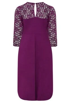 YOURS LONDON Curve Purple Lace Sweetheart Midi Dress -Saga Dresses Shop 0907a6b4 6258 45 161544 Y