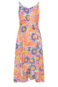 LIMITED COLLECTION Curve Pink Floral Frill Hem Midaxi Dress -Saga Dresses Shop 09192b0e 63ff 45 215497 X