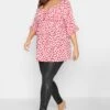 YOURS LONDON Curve Pink Heart Ruffle Sleeve Wrap Top