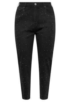 YOURS Curve Black Washed Diamante Stretch MOM Jeans -Saga Dresses Shop 0a215299 fd76 44 143010 X