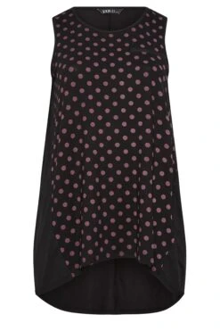 YOURS Curve Black Dot Print Pocket Detail Vest Top -Saga Dresses Shop 0aaa6ce3 4ce4 4a 302247 X