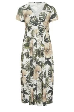 YOURS Curve White Tropical Leaf Print Wrap Dress 10 YOURS Curve White Tropical Leaf Print Wrap Dress -Saga Dresses Shop 0aebce3f a4df 4d 301990 X