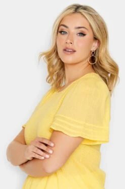 LIMITED COLLECTION Curve Lemon Yellow Shirred Smock Top 8 LIMITED COLLECTION Curve Lemon Yellow Shirred Smock Top -Saga Dresses Shop 0af748c5 1945 40 217040 D