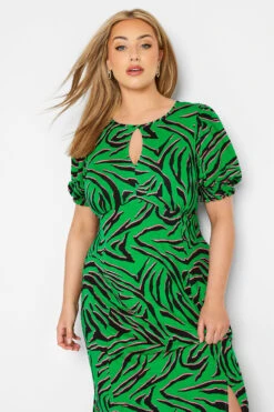 YOURS LONDON Curve Green Zebra Print Keyhole Dress -Saga Dresses Shop 0c4ac246 f512 49 161590 D