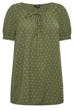YOURS Curve Khaki Green Gypsy Dobby Top -Saga Dresses Shop 0d0b60f3 fcec 41 174282 X