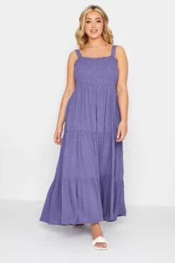 YOURS Curve Purple Shirred Strappy Sundress