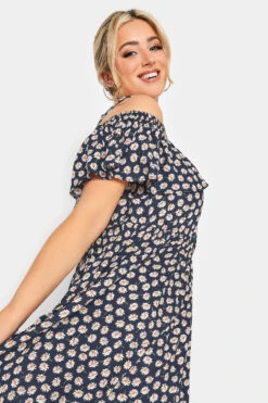 LIMITED COLLECTION Curve Navy Blue Daisy Print Cold Shoulder Dress 11 LIMITED COLLECTION Curve Navy Blue Daisy Print Cold Shoulder Dress -Saga Dresses Shop 0eac418a c601 49 215642 D