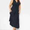 YOURS LONDON Curve Navy Blue Knot Front Maxi Dress
