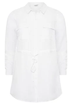 YOURS Curve White Utility Tunic Linen Look Shirt -Saga Dresses Shop 10b98578 99fd 4d 131748 X