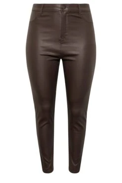 YOURS Curve Chocolate Brown Coated Skinny Stretch AVA Jeans -Saga Dresses Shop 10d126e1 d2c4 4c 143055 X