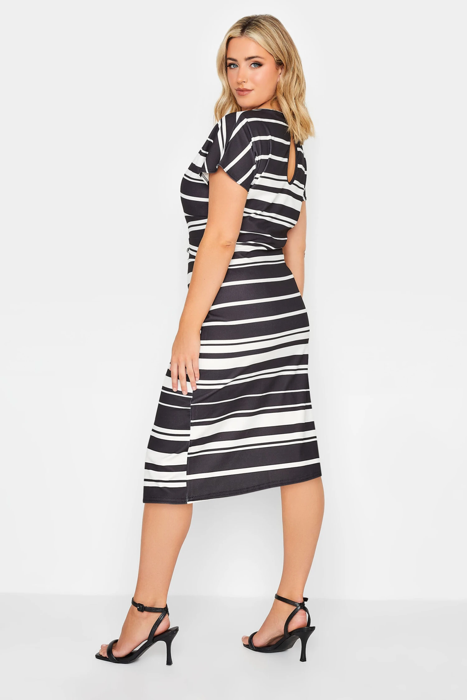 YOURS PETITE Curve Black & White Stripe Knot Midi Dress 2 YOURS PETITE Curve Black & White Stripe Knot Midi Dress - Image 2