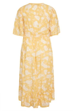 YOURS Curve Yellow Floral Print High Low Midi Dress -Saga Dresses Shop 12200421 1eb5 40 137120 Y