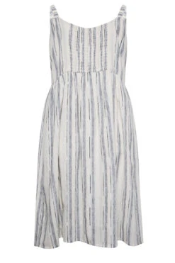 YOURS Curve White Stripe Button Lined Strappy Sundress -Saga Dresses Shop 126c8673 b5fd 43 137356 Y