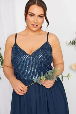 LUXE Curve Navy Blue Sequin Embellished Sleeveless Maxi Dress 8 LUXE Curve Navy Blue Sequin Embellished Sleeveless Maxi Dress -Saga Dresses Shop 137123f1 9b03 46 161995 D