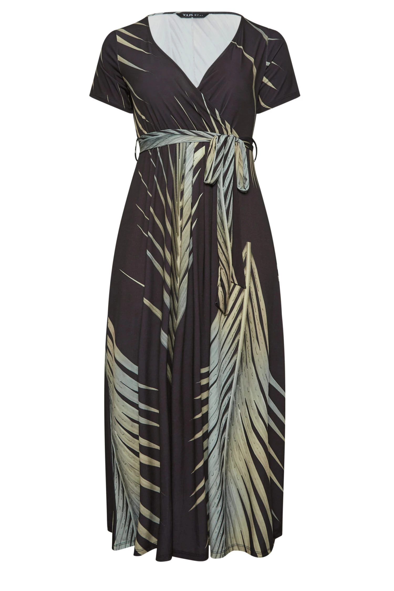 YOURS Curve Leaf Print Wrap Dress 5 YOURS Curve Leaf Print Wrap Dress - Image 5