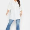 YOURS Curve White Utility Tunic Linen Look Shirt