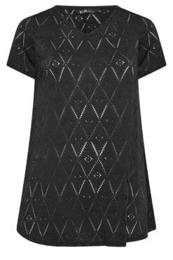 YOURS Curve 2 PACK Black Broderie Swing T-Shirts -Saga Dresses Shop 14a7b44a c31b 4b 321029 X1