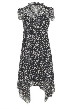 YOURS Curve Black Butterfly Print Hanky Hem Dress -Saga Dresses Shop 14b24c82 a2ba 4b 174011 X