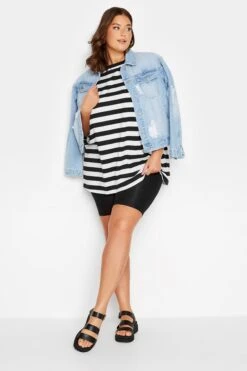 YOURS Curve Black Stripe Oversized Boxy T-Shirt