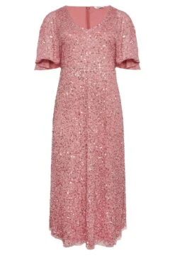 LUXE Curve Pink Hand Embellished Angel Sleeve Maxi Dress 10 LUXE Curve Pink Hand Embellished Angel Sleeve Maxi Dress -Saga Dresses Shop 154e35a1 034d 49 161992 X